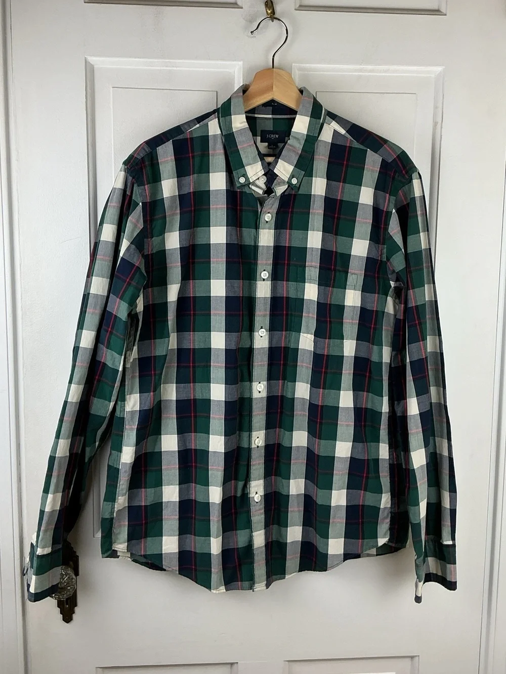 J. Crew Slim Washed Shirt in Holiday Green Plaid